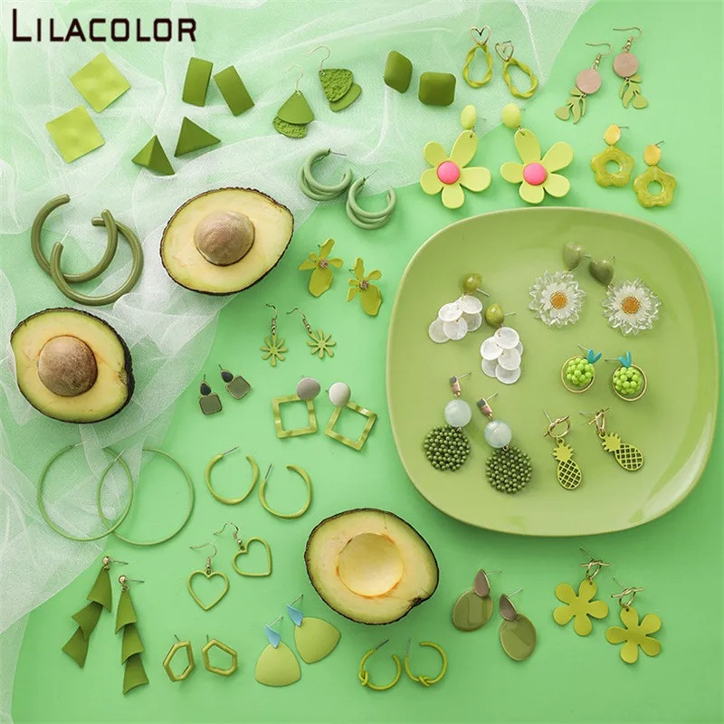 Женские Геометрические серьги-гвоздики Matcha круглые серьги с акриловым цветком и