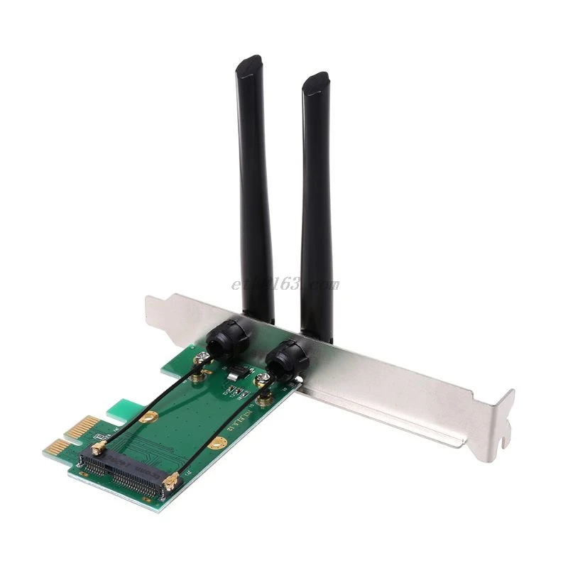 Беспроводная сетевая карта Wi Fi Mini PCI E Express к адаптеру 2 антенны Внешний ПК|Сетевые