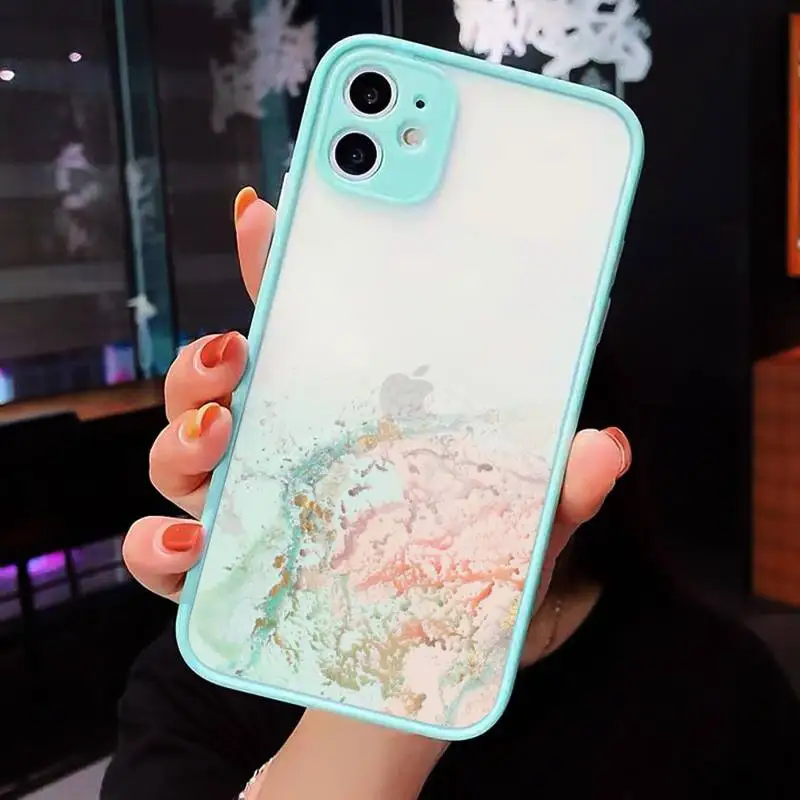 

Marble Gradient Phone Case Matte Transparent for iPhone 7 8 11 12 s mini pro X XS XR MAX Plus cover funda