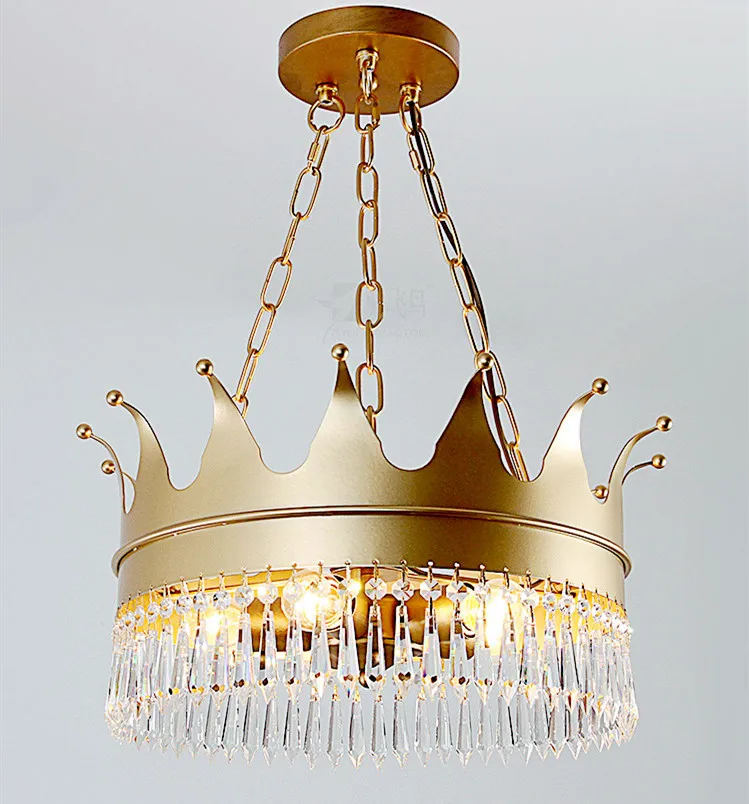 Nordic Crown Creative Crystal Chandelier Living Room Corridor Children's Bedroom American Country LED Golden | Лампы и освещение
