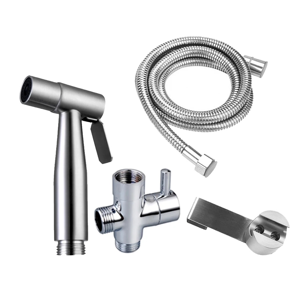 

Set of 4 Stainless Handheld Bidet Sprayer Kit Personal Hygiene Self Cleaning