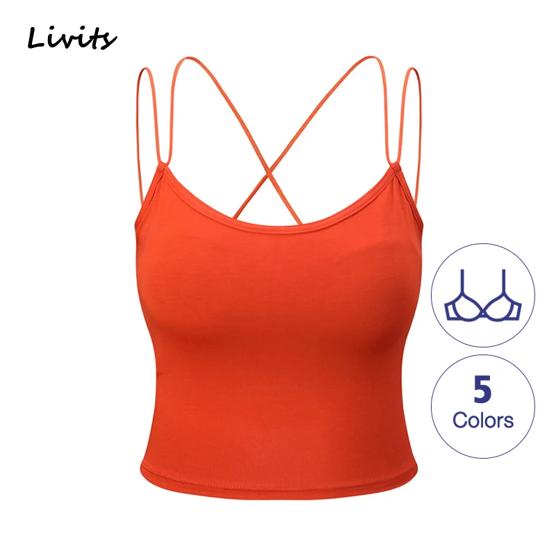 Женский бюстгальтер со встроенным бюстгальтером топ из эластичного хлопка без