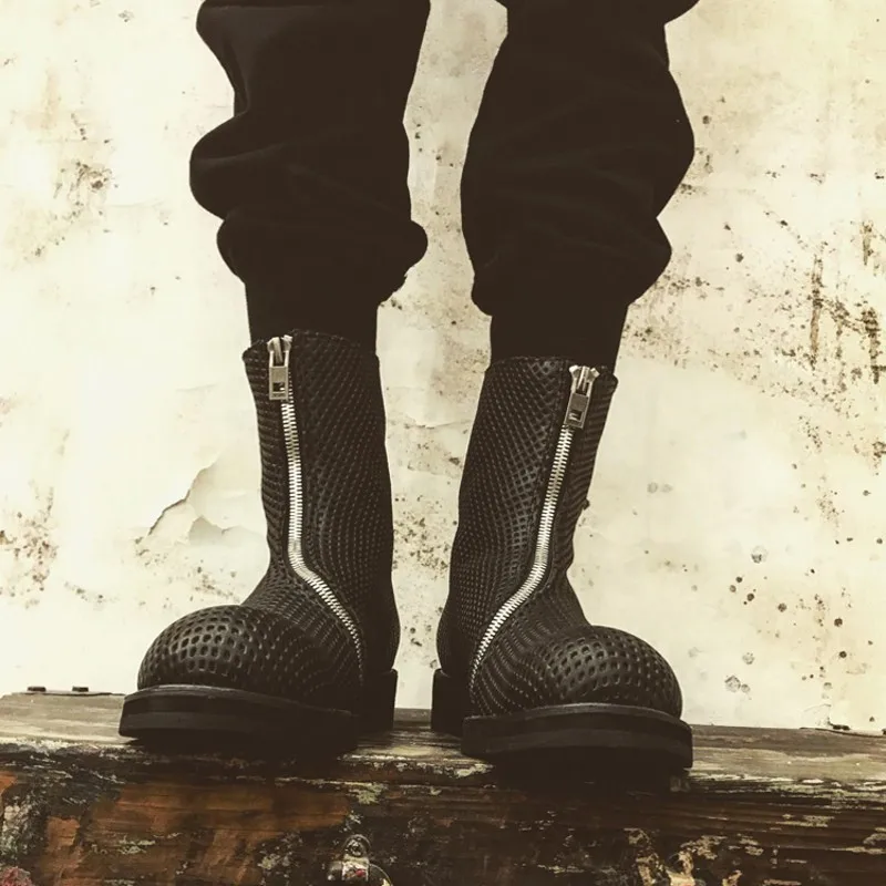 Ажурные дышащие мужские сапоги до середины икры в стиле Харадзюку винтажные