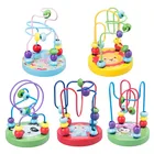 Детская развивающая игрушка по методике Монтессори, 9x11 см, деревянные круги, бусины, проволока, лабиринт, американские горки, счеты, головоломки, игрушки для детей
