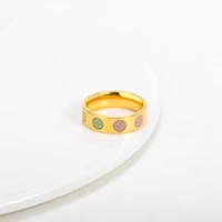 punk vintage colorful smiley ring simple metal drop oil smile happy face rings for women girls fashion jewelry statement gift