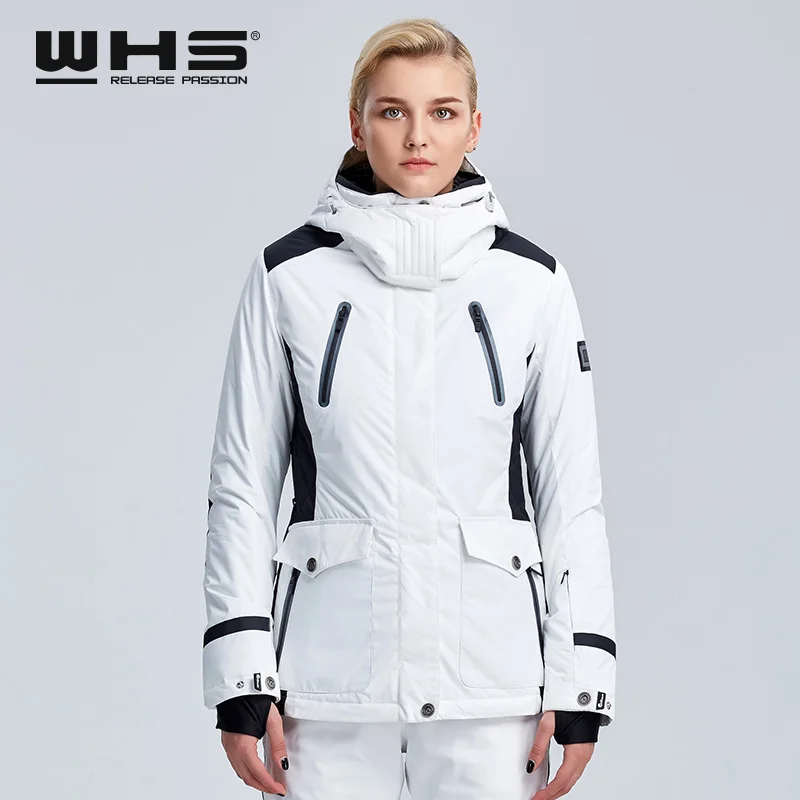 WHS Лыжная куртка женская зимняя уличная хлопковая спортивная одежда теплое