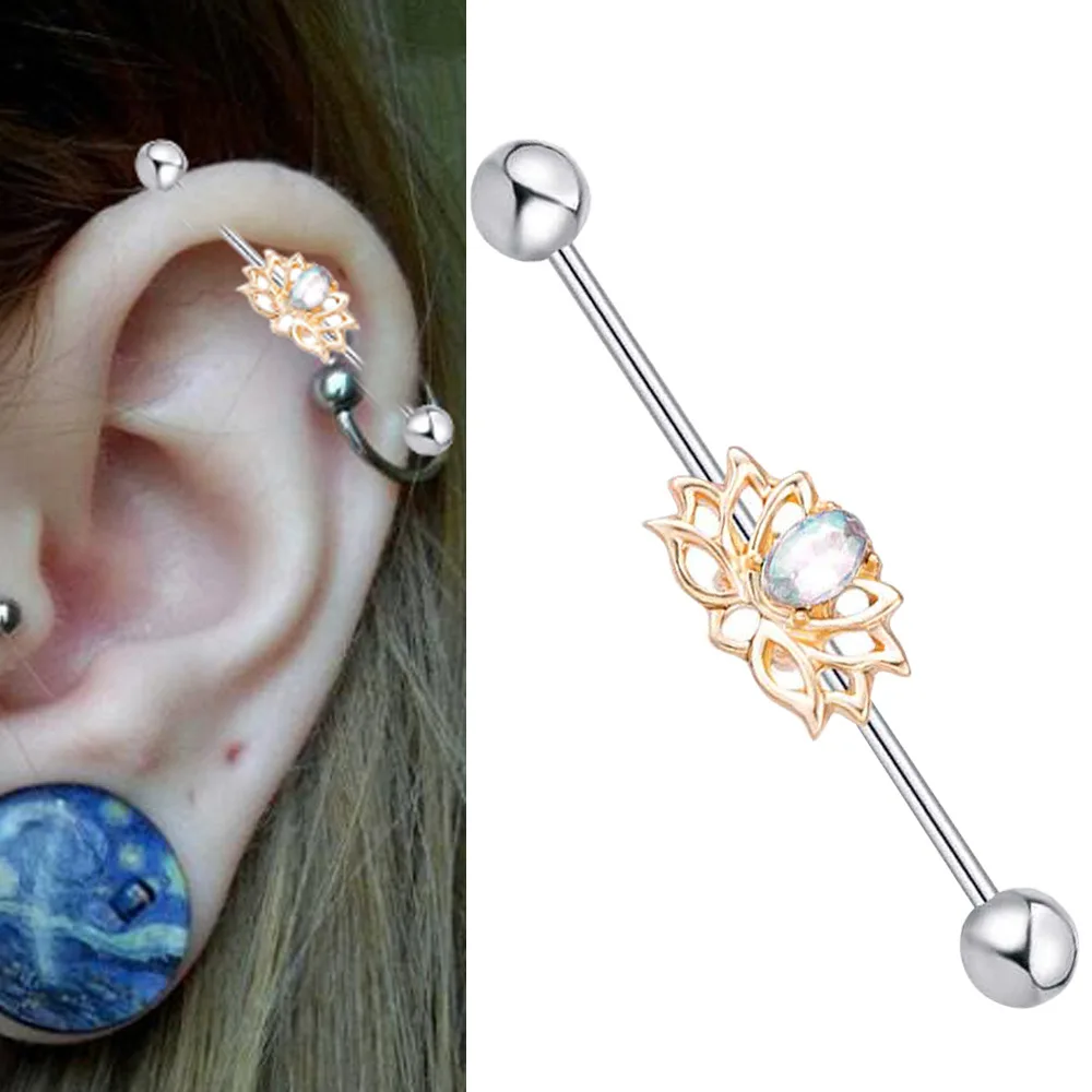 1 шт. новинка 2019 цветы лотоса из хирургической нержавеющей стали 14 г длинная