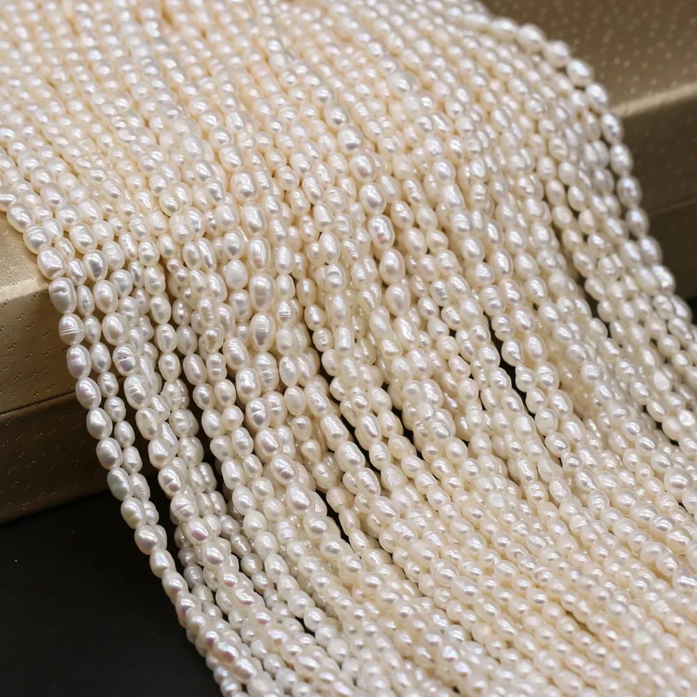 

High Quality Natural Freshwater Pearl Rice-shaped AAGrade White Bead Making DIY Exquisite Necklace Bracelet Earring Jewelry 36cm