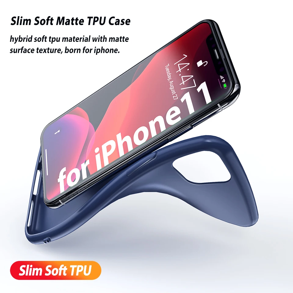 Роскошный мягкий матовый чехол для Apple iPhone 11 Pro Max ударопрочный силиконовый из ТПУ