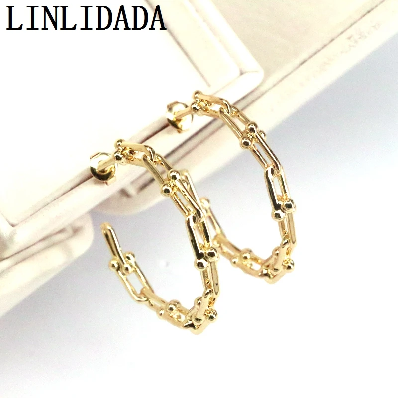 

5 Pairs, Trendy Chain Hoop Earrings Minimalist Metal Earrings for Women Wedding Gift Accessories Party Gift