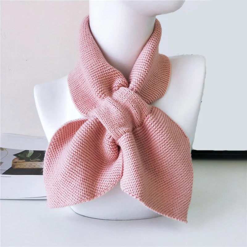 

Knitted Scarf Small Bow Fishtail Scarves Solid Color Shawls Wrap Sharp Corner Scarves Neck Warmer Soft Elastic Wool Collar Scarf