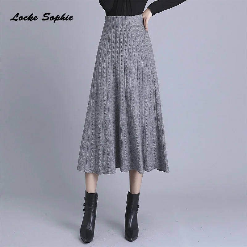 1 шт. Высокая талия для женщин размера плюс длинные трапециевидные юбки 2019 зимняя