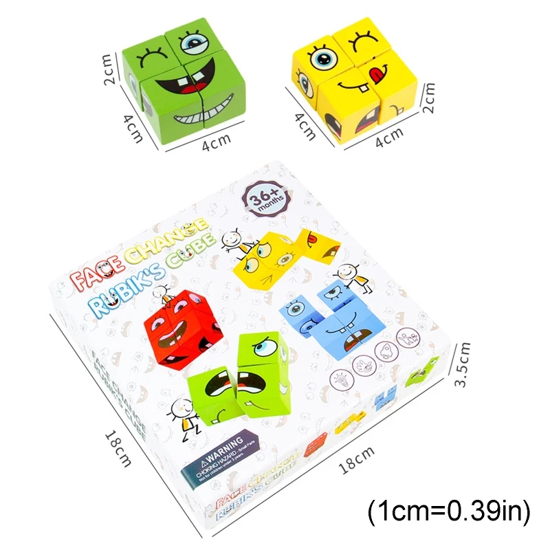

Wooden Expression Puzzles Building Block Magic Face Changing Kids Montessori Educational Toys Logical Thinking Gift