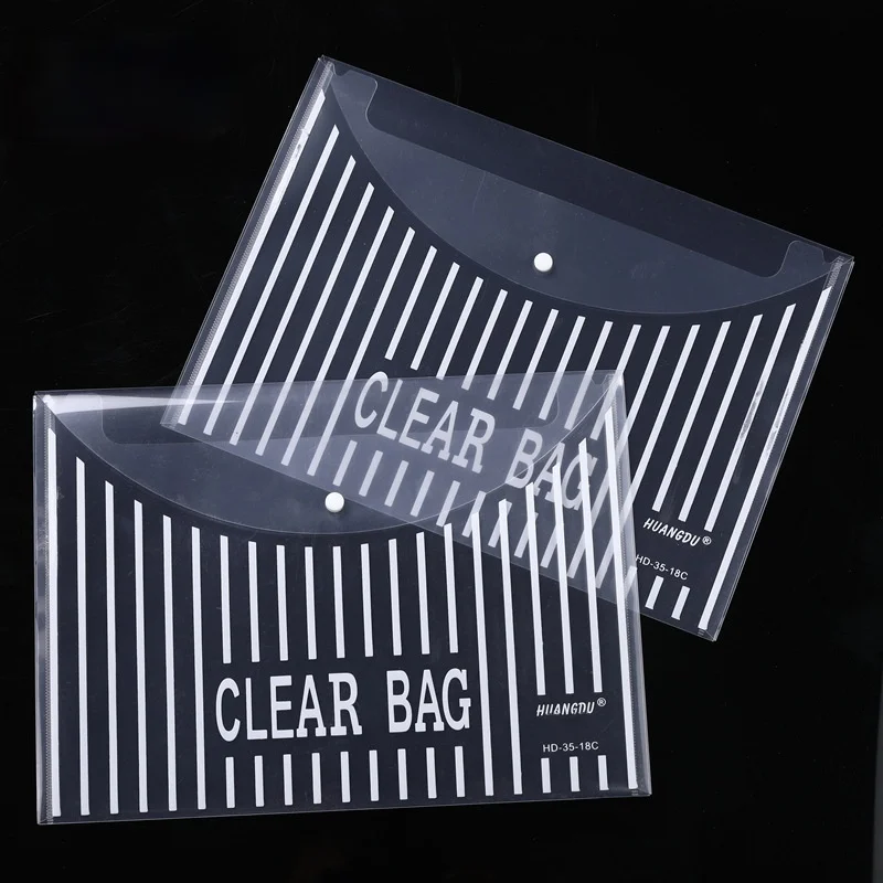 

Thickened A4 File Bag Snap Transparent Plastic Information Pvc Waterproof Sealing Portfolio Bag Daily Storage Office Supplies