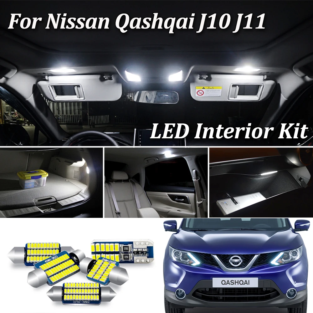 Идеальный Canbus для 2007- 2016 2017 2008 2019 2020 Nissan Qashqai J10 J11 светодиодный интерьер + номерной