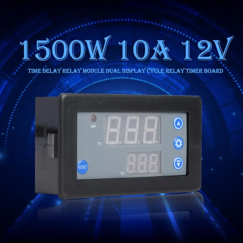 12 в пост. Тока 10 а 1500 Вт Цифровое реле задержки времени с двойным дисплеем таймер