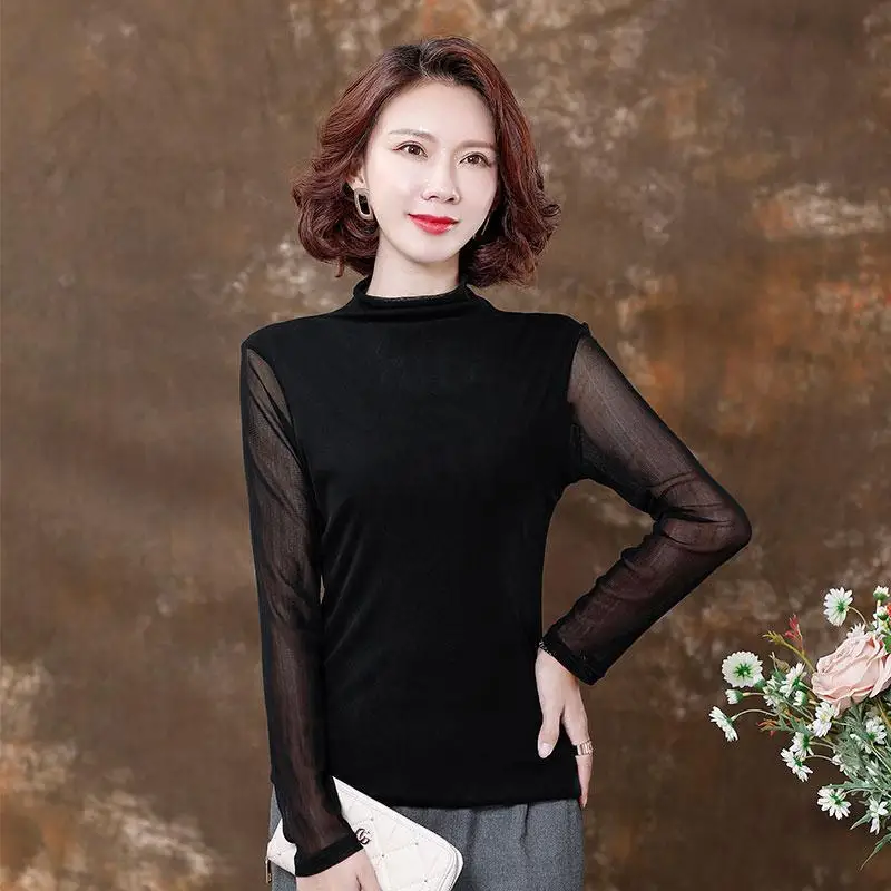 

Genuine Silk T-shirt Women's Long Sleeve 2021 Spring New 100% Mulberry Silk Base Coat Elastic Large Size Women's Wear