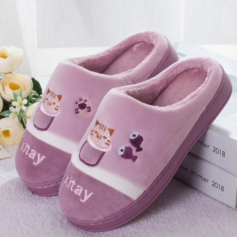 

Women Winter Home Cute Cat Slippers Cartoon House Shoes Non-slip Soft Warm House Slippers Indoor Bedroom Couples Floor Autumn