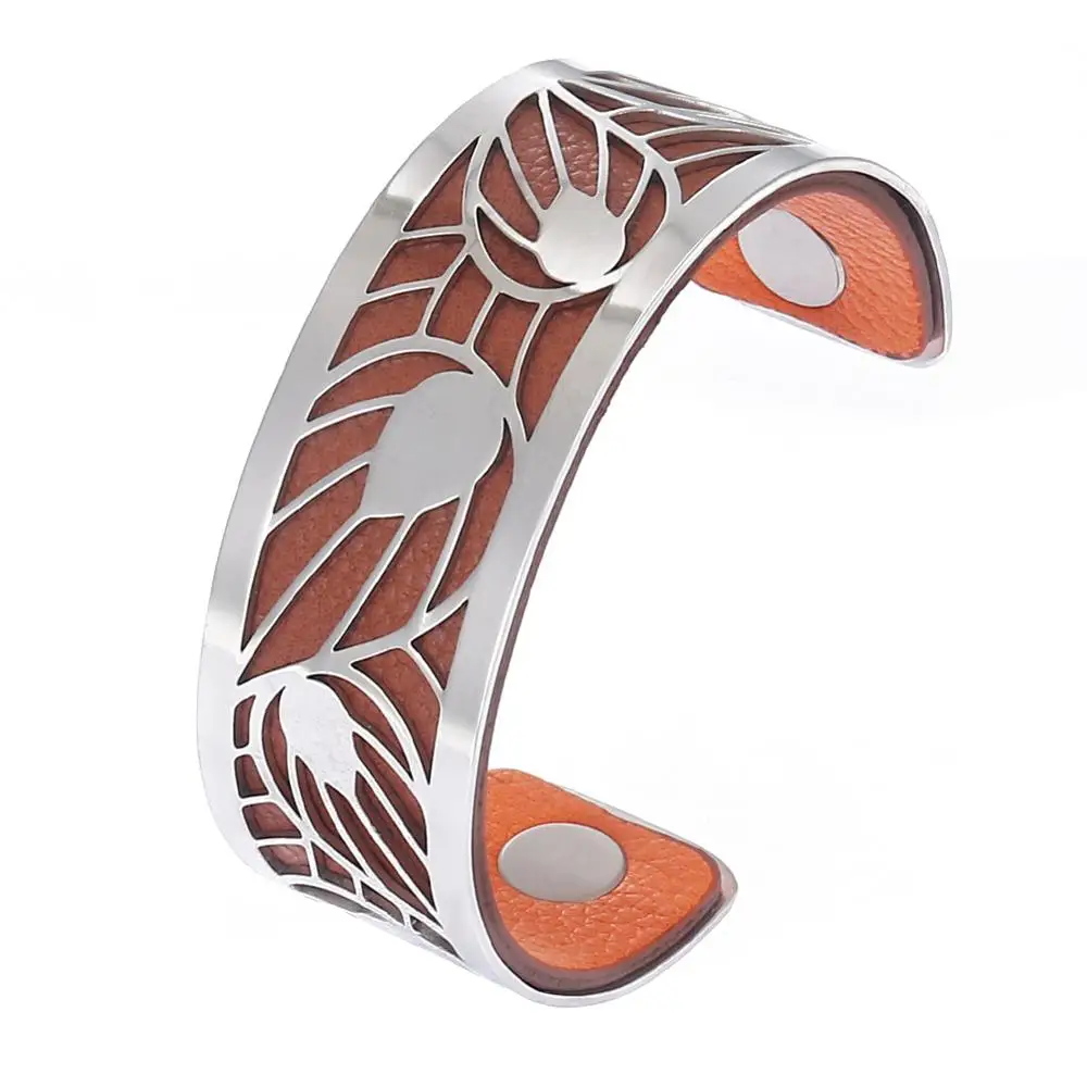 georgette Bracelet Браслет в форме листа кремо, браслет на руку, Браслет-манжета Argent, минималистичный браслет из нержавеющей стали, сменный двусторонний браслет 25 мм, кожаный ремешок - Окраска металла: georgette Bracelet