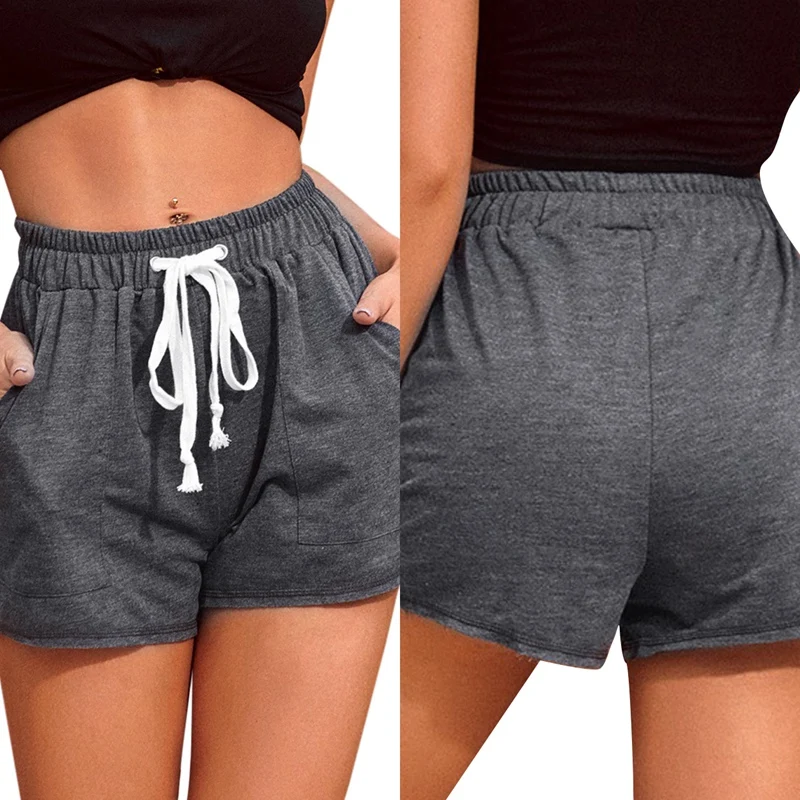 

Kili Summer Drying Drawstring Shorts Lace Up High Waist Elastic Shorts Women Beach Casual Sport Shorts