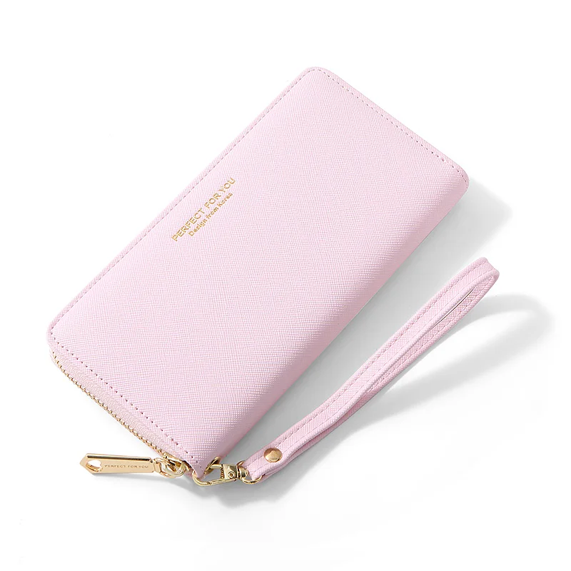 WEICHEN кошелек из синтетической кожи женские кошельки удлиненный кошелек с молнией женский Дамский Carteira держатель для карт телефона клатч - Цвет: Pink
