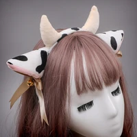 plush fox cow ear headband cosplay hair hoop animal hairband cattle ox horn headwear devil demon headdress