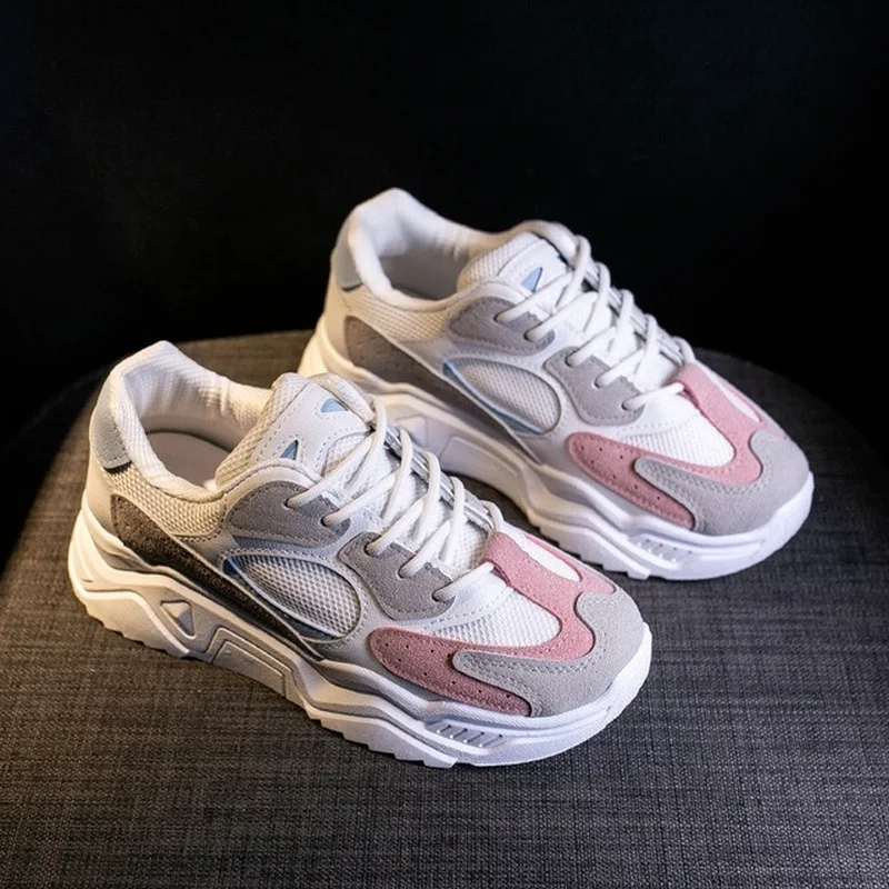 

Кроссовки женские весенние с толстой подошвой, Вулканизированная подошва, круглый носок, дышащие, для отдыха