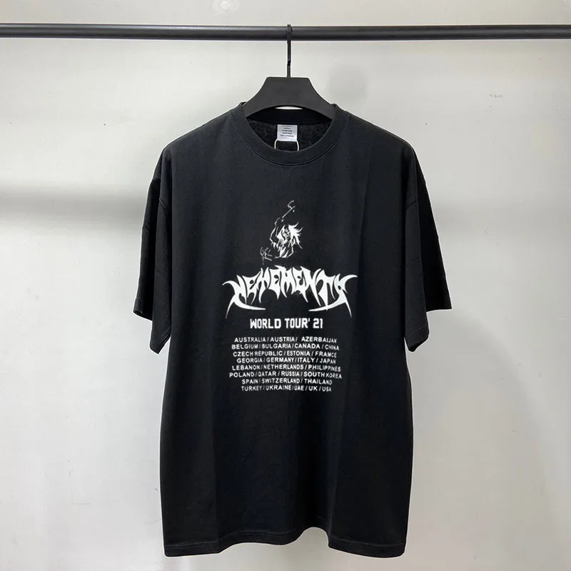 

WORLD TOUR’ 21 VETEMENTS Black T-Shirt Men Women Sanskrit Print VETEMENTS T-shirts Oversize VTM 1:1 High Quality Tee
