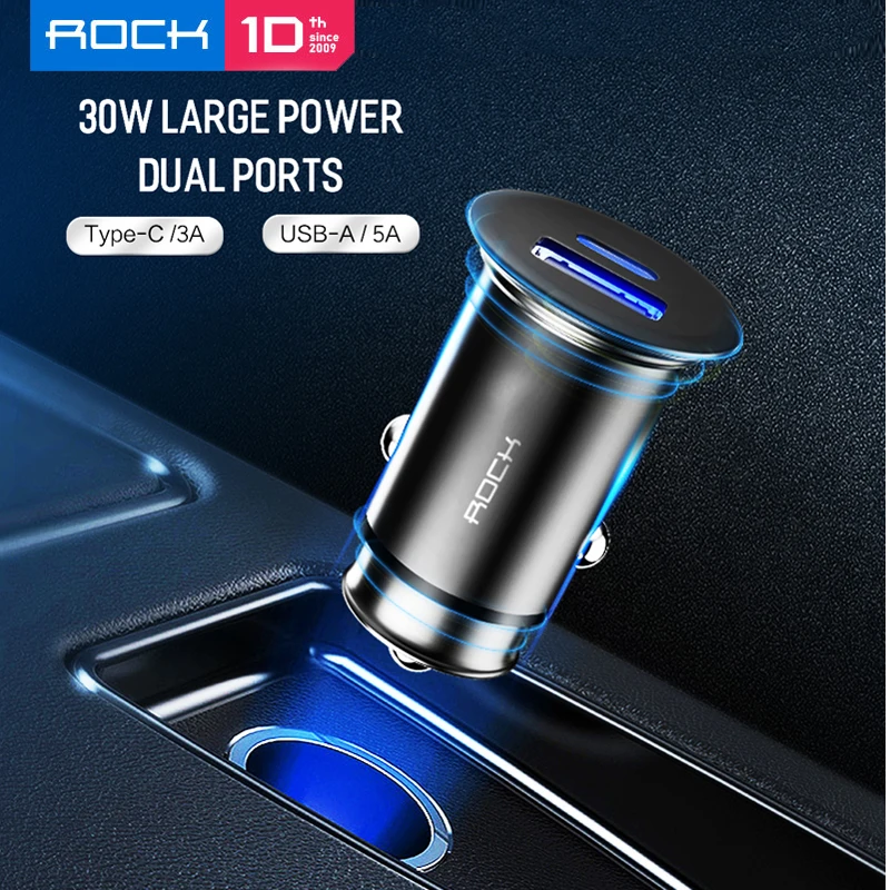 Автомобильное зарядное устройство ROCK 30 Вт USB PD QC4.0 3 0 2 порта|Зарядные устройства