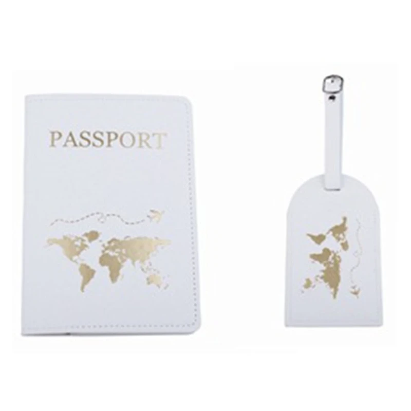 

1Set PU Leather Luggage Bag Tag Passport Case Cover Wallet for Couples Honeymoon Wedding Gift Travel Organizer J60D