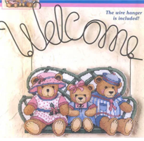 Пластик крест Stitch Bear Семья баннер Счетный комплекты для рукоделия вышивки