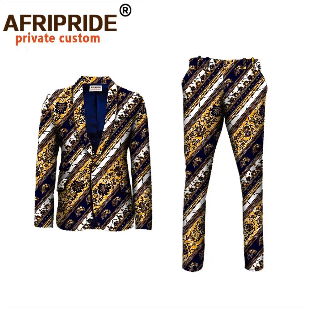 2020 African clothes for men slim fitted formal suits jacket+pant 2-pieces setswedding work place business AFRIPRIDE A731605