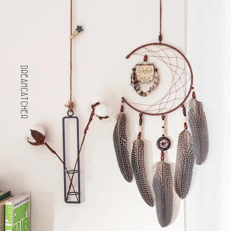 Новинка украшение для интерьера в скандинавском стиле виде совы Ловец снов