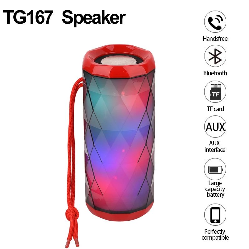 TG167 портативные колонки светодиодный монопод с кнопкой управления Bluetooth бас
