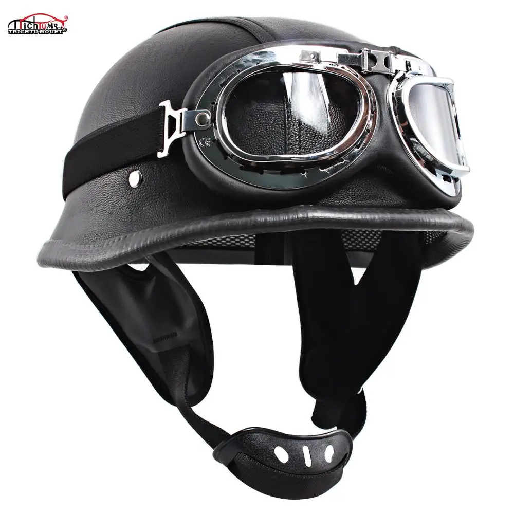 Мотоциклетный шлем из искусственной кожи в стиле немецкого велосипеда полушлем