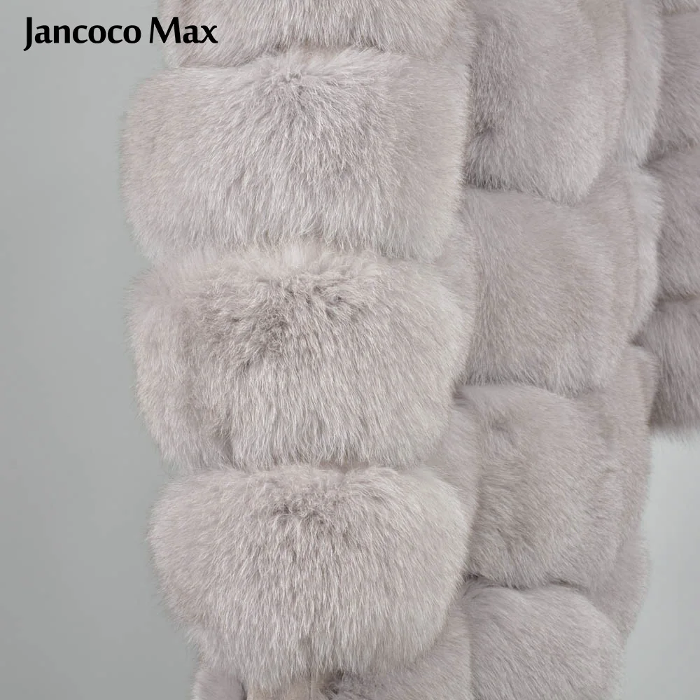 Jancoco Max Женская Шуба из натурального Лисьего меха Зимняя теплая Модная Верхняя