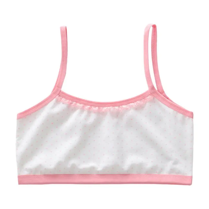 

Puberty Girls Cotton Underwear Polka Dot Print Training Bra Lace Splice Bralette 425F