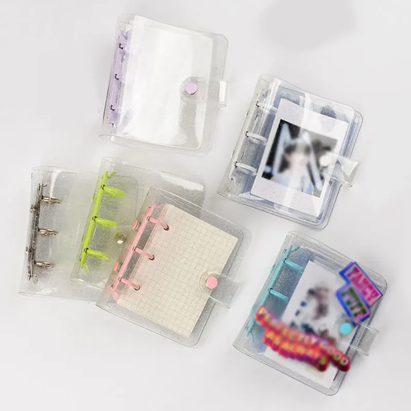 

Glittery Bling Mini Pocket 3 Ring Diary Notebook Journal Agenda DIY Photocard Binder Korean School Stationery