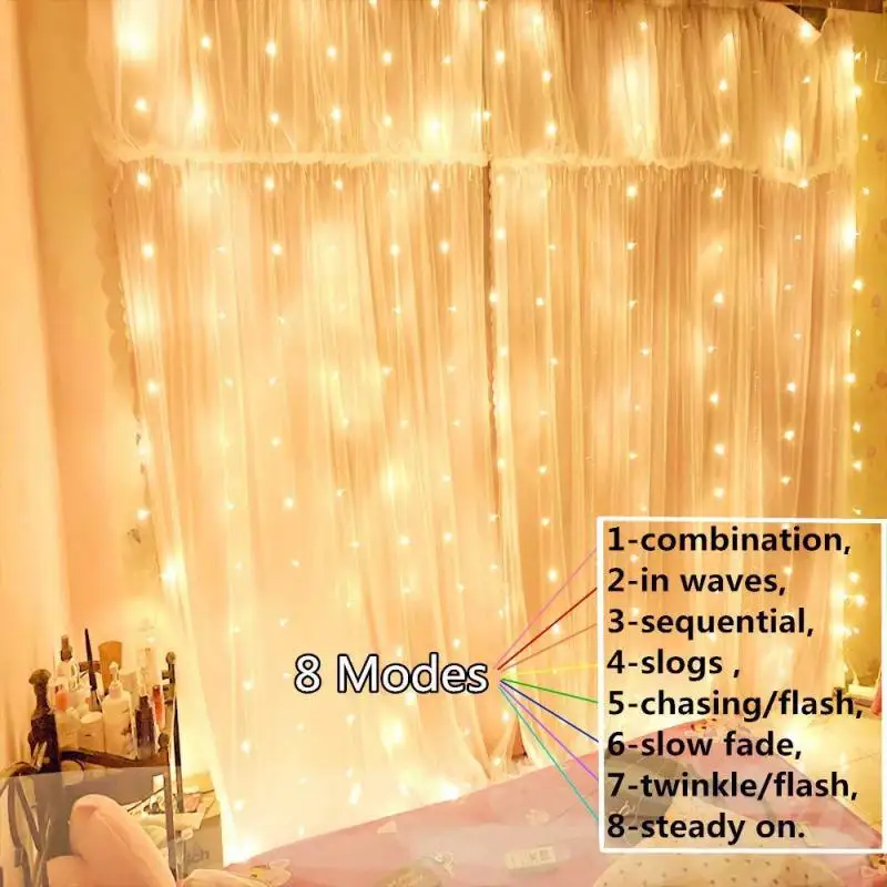 

3M LED Curtain Fairy Light USB Power Remote Control LED String Light Party Garden Lighting Strings Home Wedding Christmas Decor
