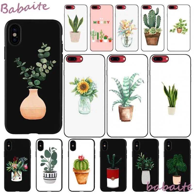 

Babaite Cactus Potted Flowers Phone Case shell cute For iPhone 6 6S Plus case for iPhoneX XS MAX SE XR 12 Pro max