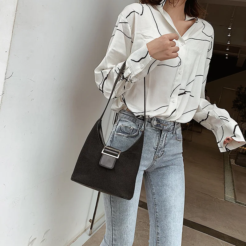 Летняя женская сумка ins 2019 новая Корейская версия 100 модная простая сумка-ведро