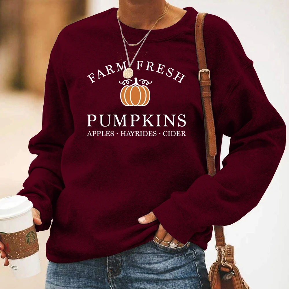 Винтажные Пуловеры на Хэллоуин с нашивкой в виде тыквы круглым вырезом толстовка