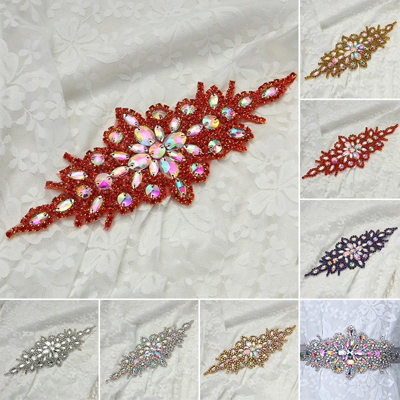 Clear Glass Rhinestone Sewing Iron On Appliques Trims Bouquet Dress Crafts Hot Fix Rhinestones Glue Art Decorations | Дом и сад