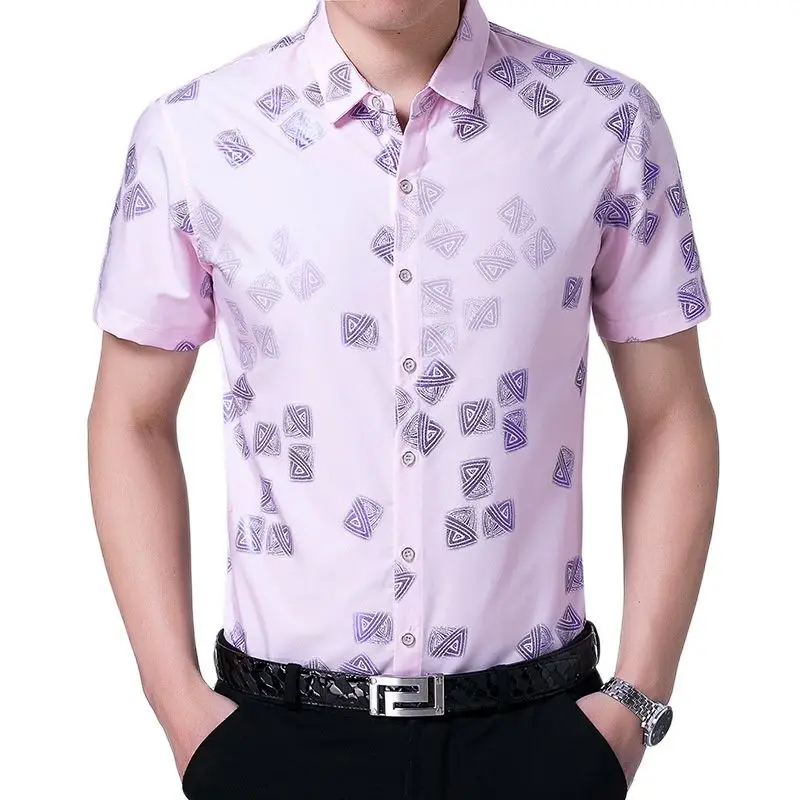 Рубашка мужская с коротким рукавом Повседневная Свободная блуза в клетку