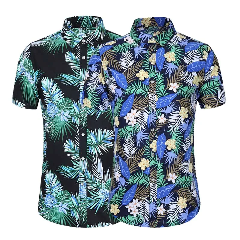 Мужская гавайская рубашка с коротким рукавом повседневная классическая пляжная