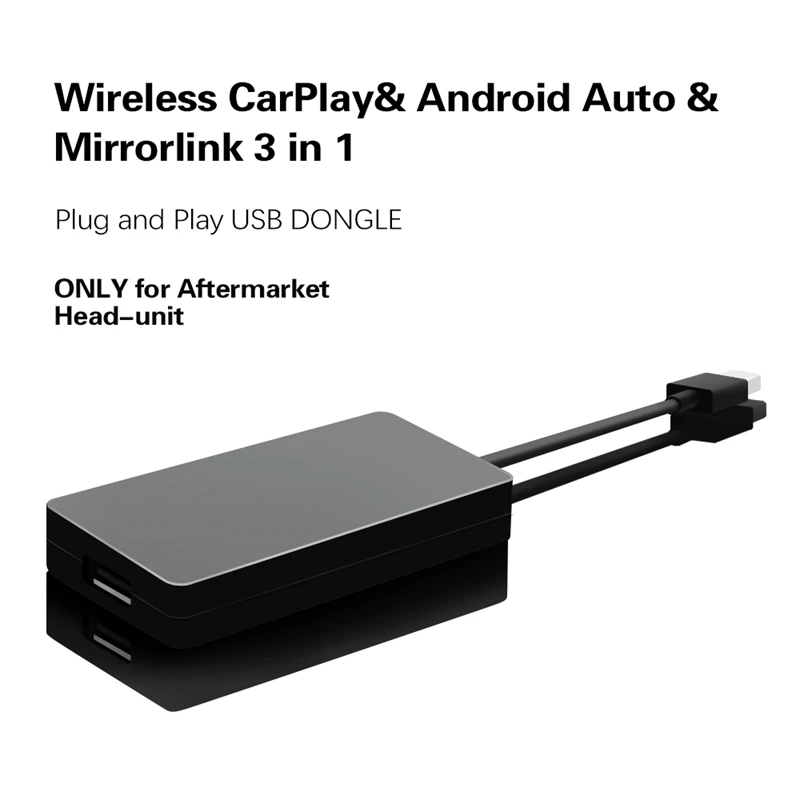

Беспроводной USB-ключ CarPlay и Android Auto и Mirrorlink 3 в 1 Plug and Play для Android-навигатора, плеера Mirrorlink /IOS1