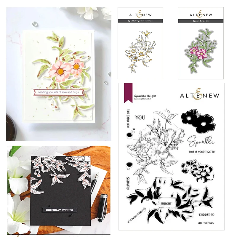 

Arrival Christmas Newest Sparkle Bright Flowers Metal Cutting Hot Foil Dies Stamps Diy Scrapbook Embossing Stencil Decoration