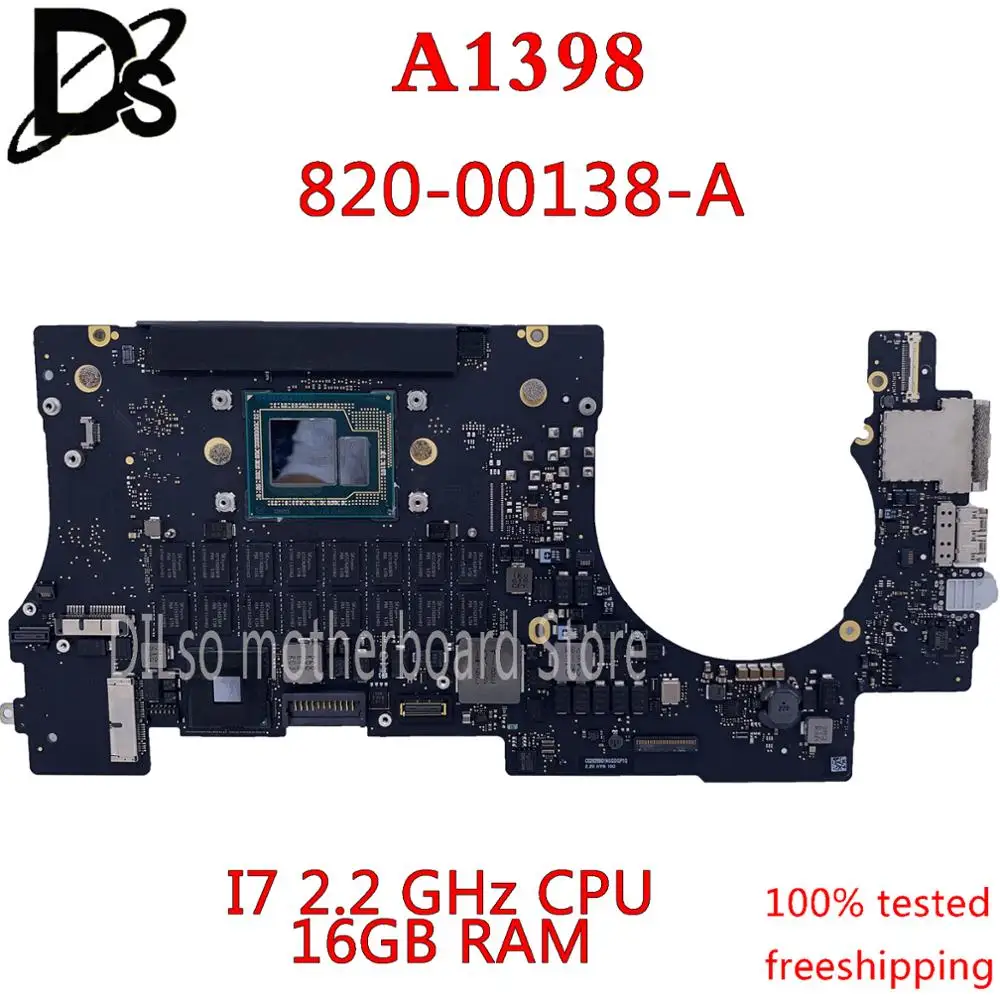 

KEFU 661-02524 для MacBook Retina Pro 15 "A1398 логическая плата I7 2,2 GHz/2,5 GHz/2,8 GHz 16GB RAM 820-00138-A оригинальная материнская плата
