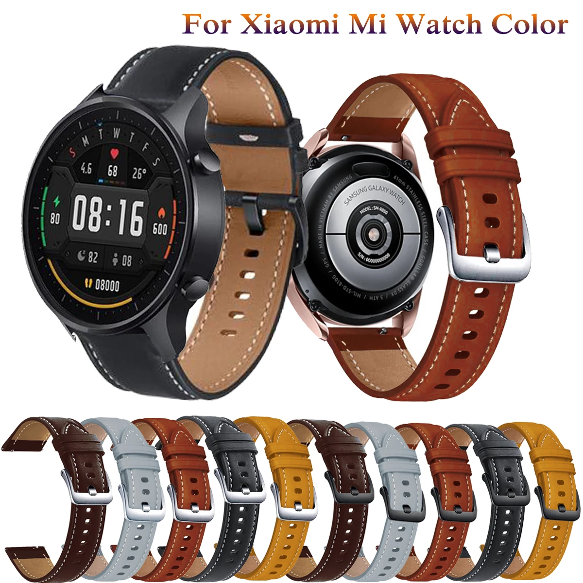 22mm Leather Strap Watchband Wristband For Xiaomi MI Watch Color Wriststrap Quick Releas Bracelet Amazfit GTR 2e / 47mm - купить по