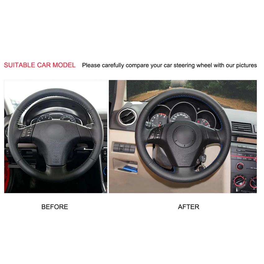 Чехол MEWANT из искусственной черной кожи для Mazda 3 Axela 2004 2009 5 2010 6 Atenza MPV|Чехлы на руль|